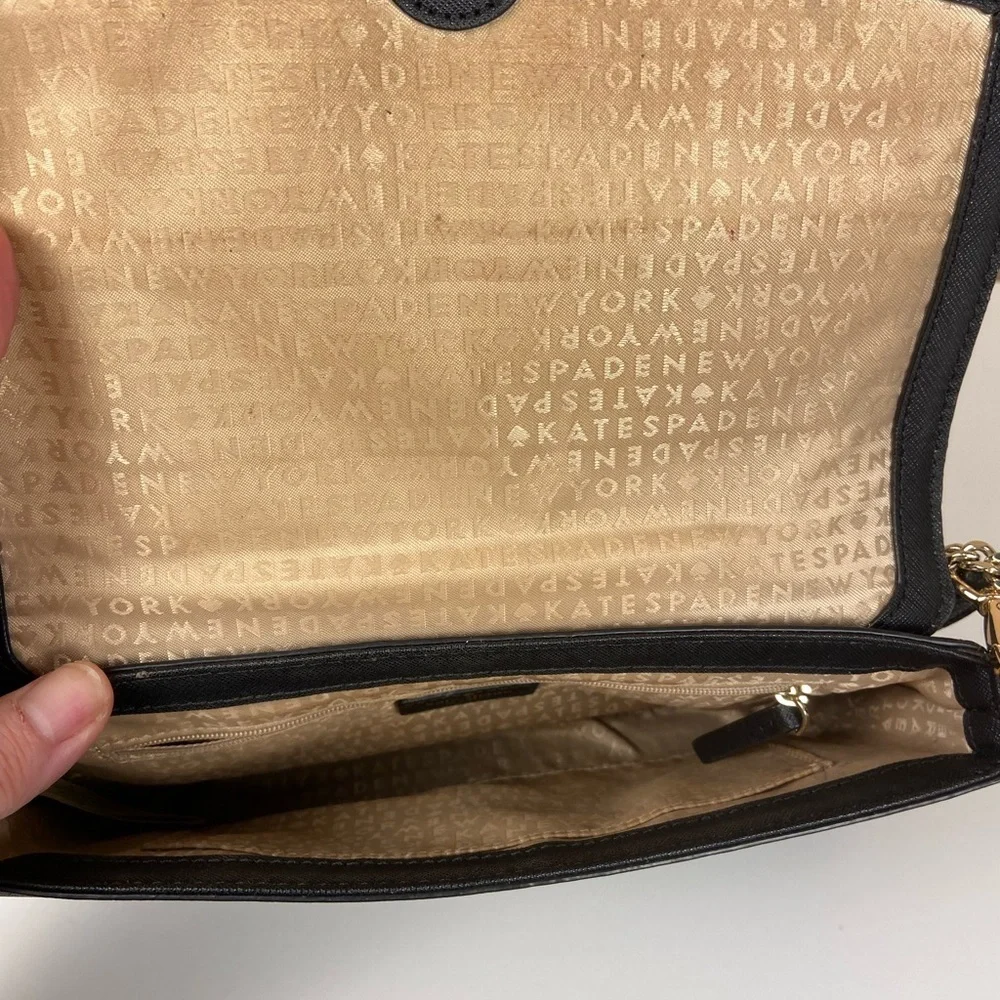 Kate Spade Two Tone Black Cream Chain Crossbody Shoulder Bag